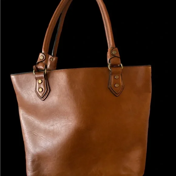 Simply Noelle Brown Leather Tote Bag with Structured Design - Picture 4 of 8
